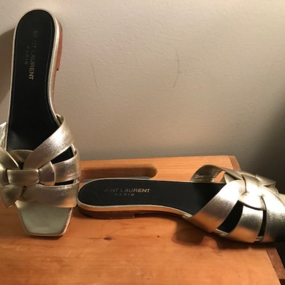 Saint Laurent Platino slides, size 38, platinum - Picture 3 of 5